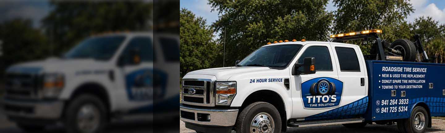 Tito Tire Solutions 24-hour roadside tire service truck